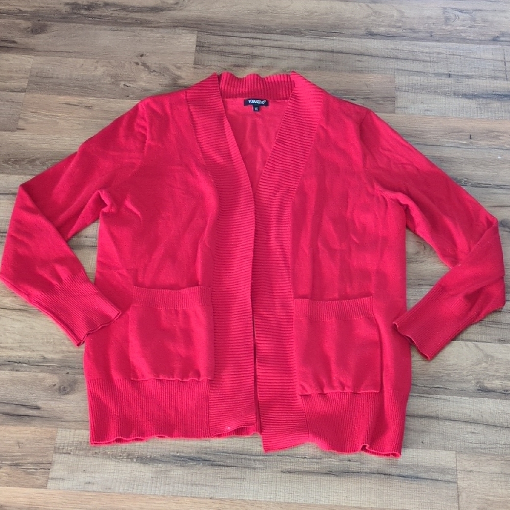 Volanlimo Vibrant Red Cardigan Sweater